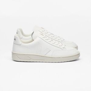 Veja (V-12 LEATHER WHITE) All-White Leather Sneakers
